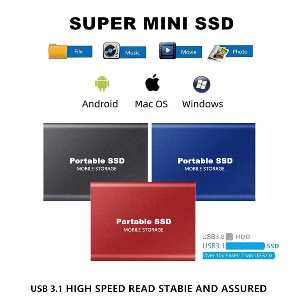 100% Original Black SSD 1TB 2TB TYPE-C USB 3.1 Portable SSD Sata 4TB 8TB Disco Duro Externo Pen Drive 16TB Usb Flash Hard Drive