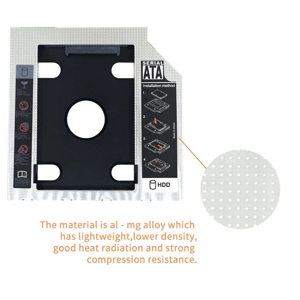 9.5 12.7Mm HDD Caddy Aluminum Universa SATA 3.0 2.5" SSD CD DVD to HDD Case Optibay Enclosure CD-ROM ODD