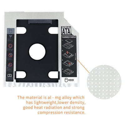 9.5 12.7Mm HDD Caddy Aluminum Universa SATA 3.0 2.5" SSD CD DVD to HDD Case Optibay Enclosure CD-ROM ODD