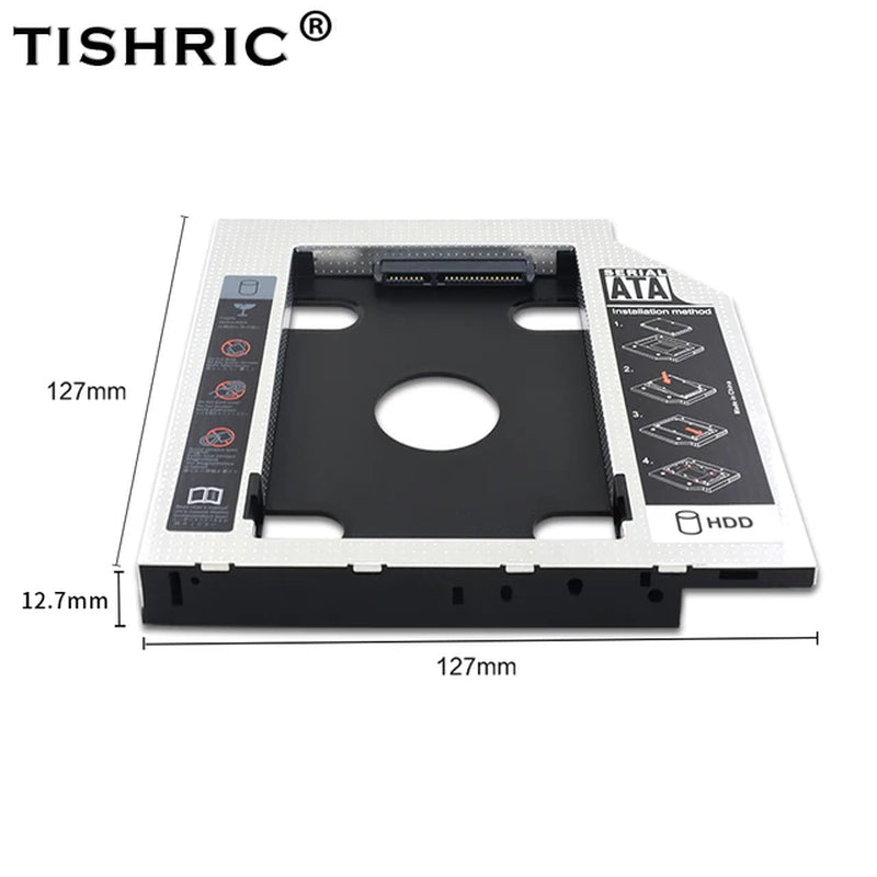 9.5 12.7Mm HDD Caddy Aluminum Universa SATA 3.0 2.5" SSD CD DVD to HDD Case Optibay Enclosure CD-ROM ODD