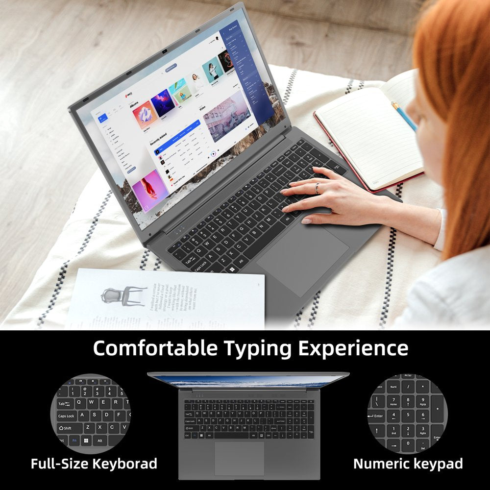 17.3 Inch Windows 11 Laptop 24GB DDR4 1024GB SSD Laptops Computer with Intel Celeron N5095A FHD 1920X1080 Dual Band Wifi, Bluetooth 4.2, Gray