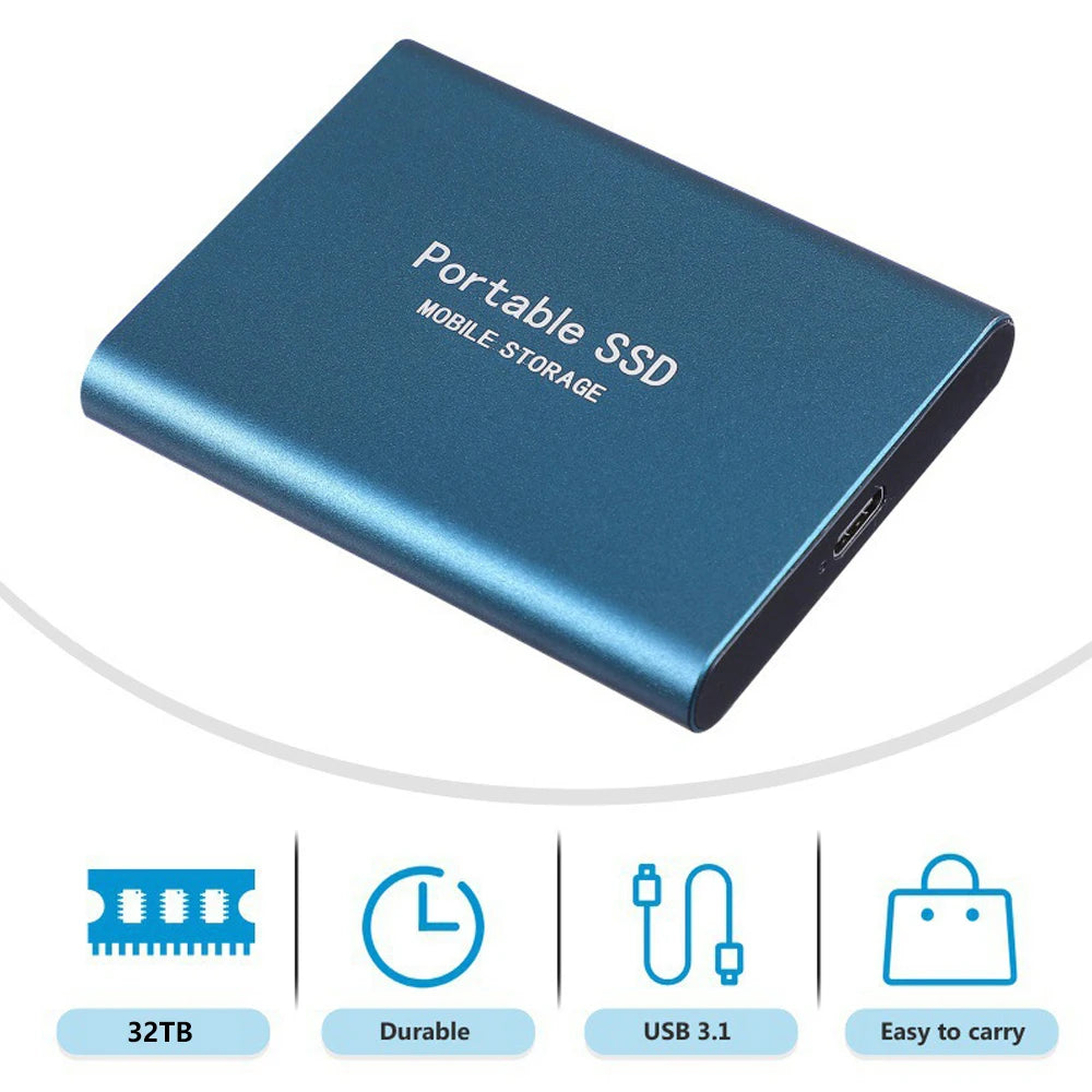 100% Original Black SSD 1TB 2TB TYPE-C USB 3.1 Portable SSD Sata 4TB 8TB Disco Duro Externo Pen Drive 16TB Usb Flash Hard Drive