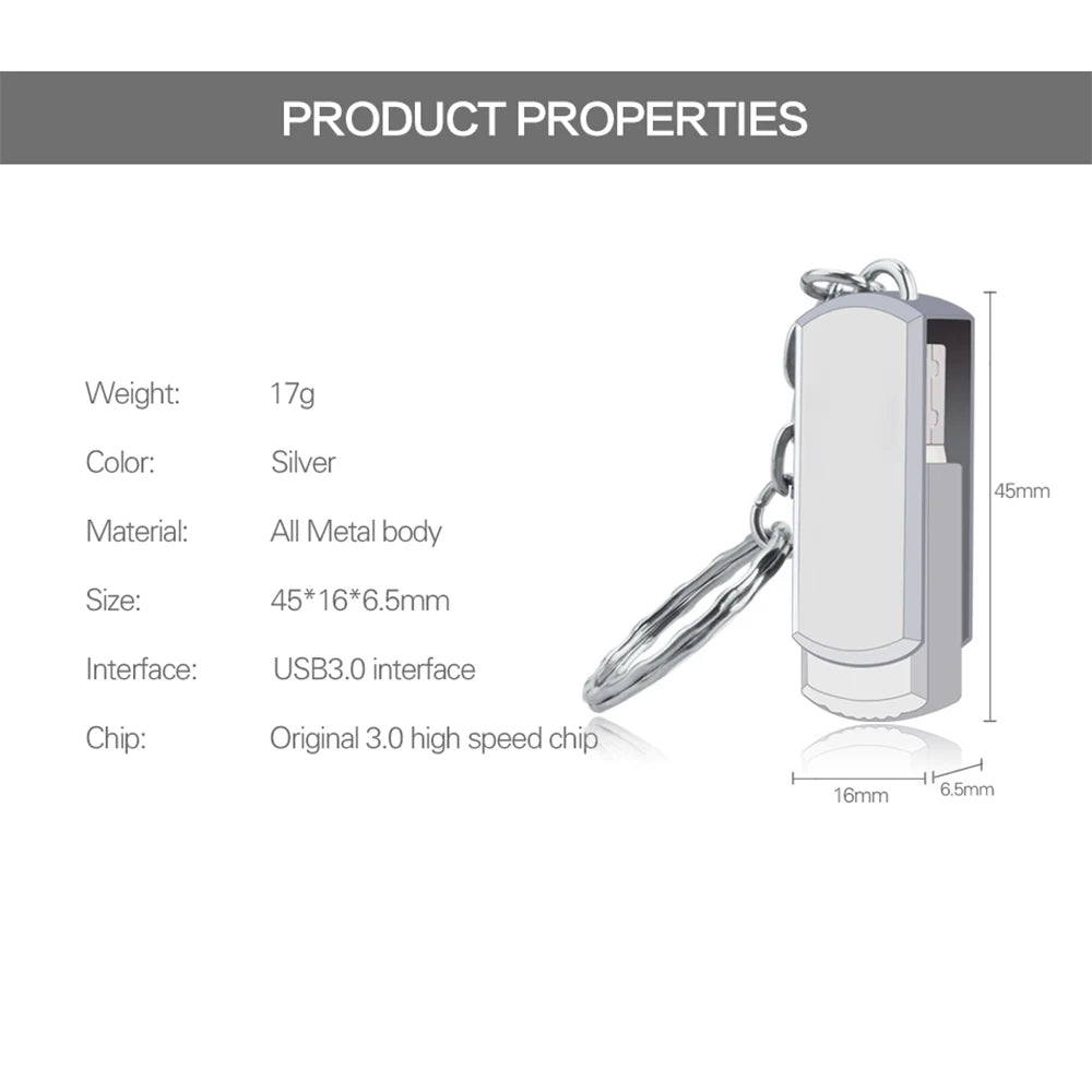 New 2023 High Speed USB 3.0 16TB Metal Pendrive 8TB Portable SSD Cle USB Flash Drive 4TB 2TB OTG Memoria USB Stick Free Shipping