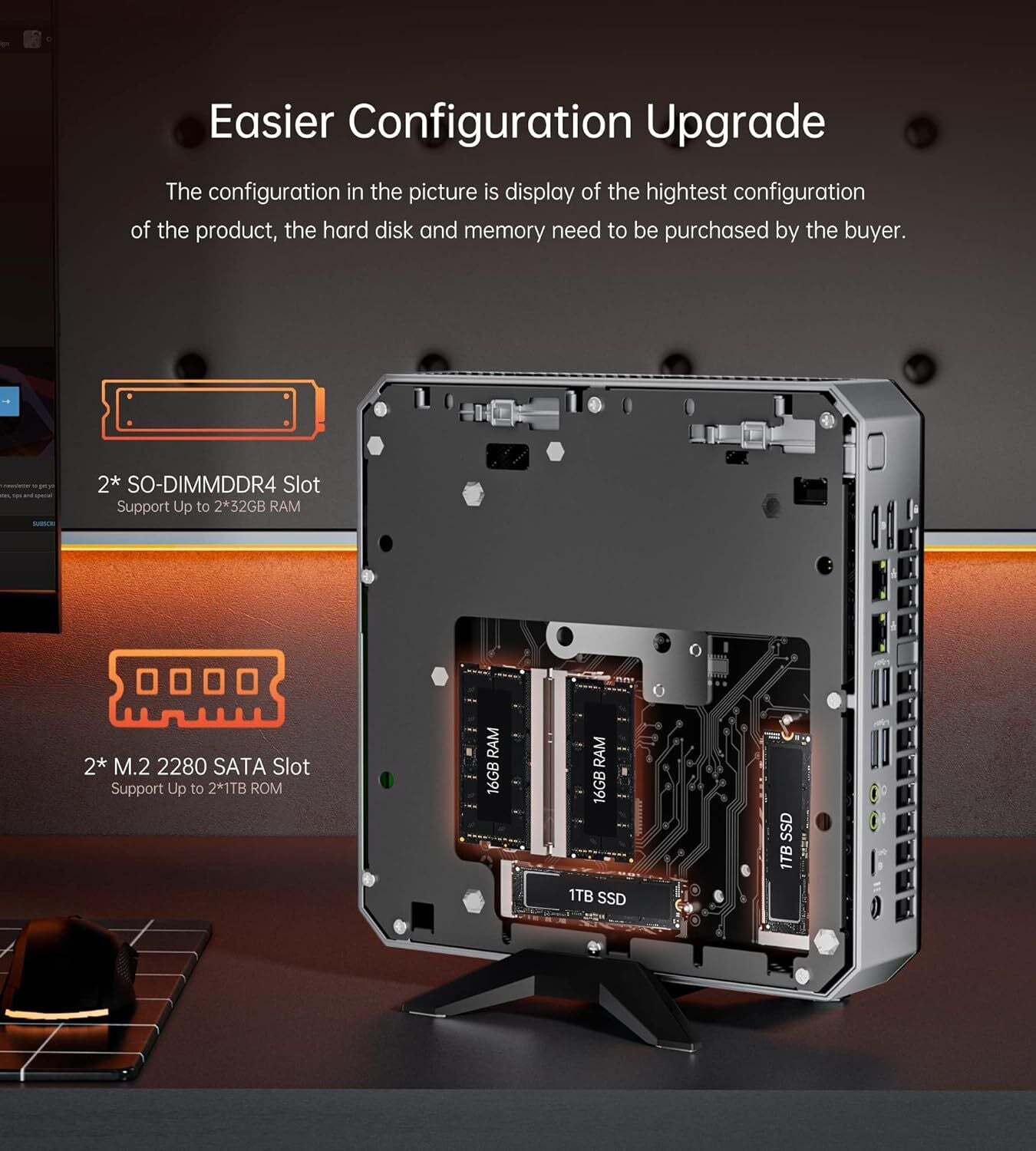 Gaming PC Mini PC AMD 5800H Graphics Card RX6400(4GB) 32GB DDR4 512GB SSD WIFI6